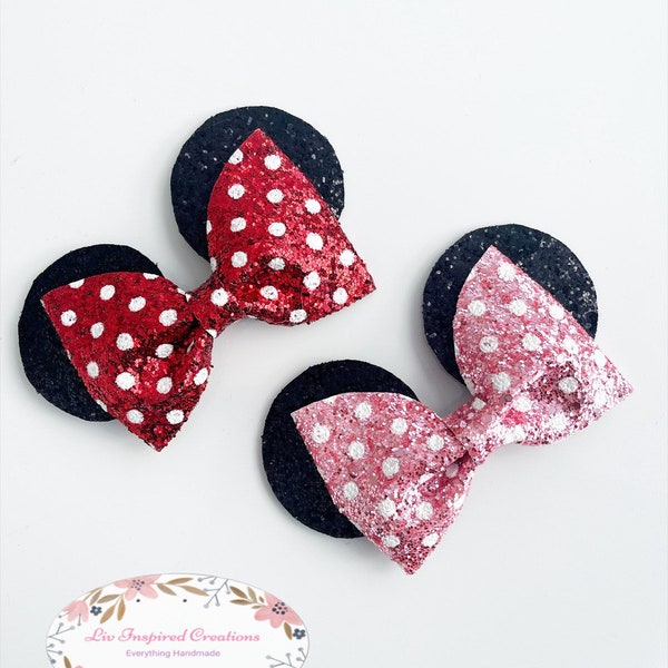 Minnie Ears polka dot glitter bow