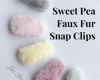 Sweet Pea faux fur snap clips, soft mink fur, set of 5