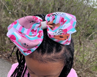 Zoo animals jumbo hair bow