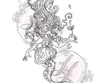 Long Hair Girl Stamp Etsy