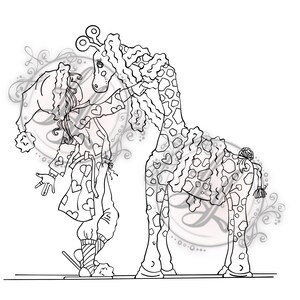 Holiday Giraffe and Decorations Digi Stamp INSTANT DOWNLOAD Christmas Decorating and Fun Best Friend Digital Stamp