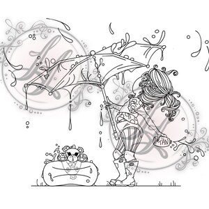 Waiting on Summer Tanning in the Rain Digi Stamp INSTANT DOWNLOAD Little Loves Digi Stamp Teddy Bear Best Friends