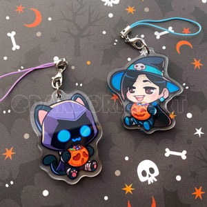 Cat Omen + Witch Sage | Halloween | Small Acrylic Charms, Keychains