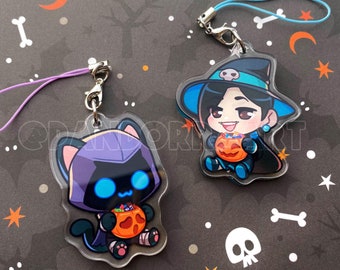 Presagio de gato + Bruja sabia Halloween / Pequeños dijes acrílicos, llaveros