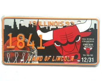 Basketball Decor Vintage License Plate with Chicago Bulls for Coach Gift, Sports Displays, Kids Rooms, Arts and Crafts Projects