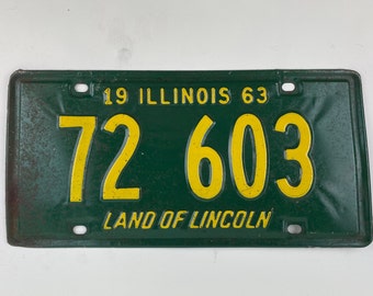 Illinois 1963 Vintage License Plate for Rustic Decor, Collections or Arts and Crafts Projects