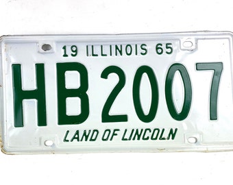 Illinois 1965 Vintage License Plate for Rustic Decor, Collections or Arts and Crafts Projects