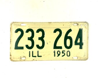 Illinois 1950 Vintage License Plate for Rustic Decor, Collections or Arts and Crafts Projects