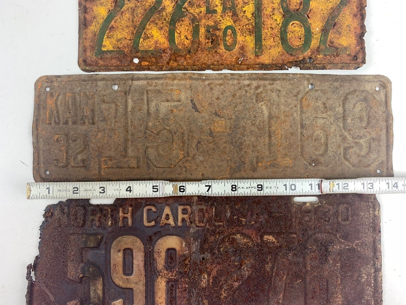 Antique Rusty License Plates Lot of 3 for Very Rustic Decor or Etsy Canada