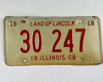 Illinois 1968 Vintage License Plate for Rustic Decor, Collections or Arts and Crafts Projects