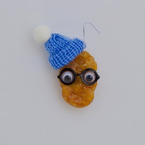 Nuggy Buddy Knitted Hat Ornament (Real Preserved Chicken Nugget)