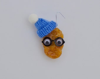 Nuggy Buddy Knitted Hat Ornament (Real Preserved Chicken Nugget)