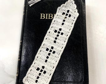 Handmade crochet Cross bible mark, Christian cross book mark, place marker, bookmarked, page marker, slip, page holder, place holder, ribbon