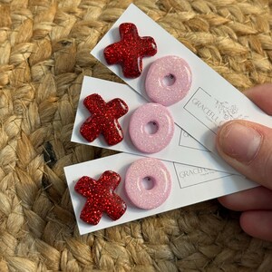 Valentines Day XOXO Studs Glitter Simple Polymer Clay – Unique, Lightweight, and Stylish