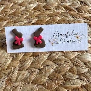 Chocolate Easter Bunny Polymer Clay Studs Simple – Lightweight, and Stylish