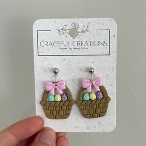 Easter Basket Earrings made with Polymer Clay