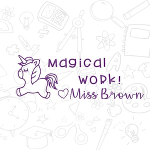 Personalized Teacher Stamps, custom teacher self inking stamp, teacher pre-inked stamps, teacher gifts, unicorn stamps, teacher stamps
