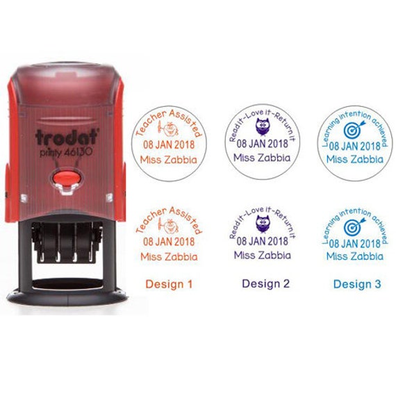 personalized name stamp signature stamp teacher stamp date Etsy