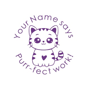 Custom teacher stamps, custom stamp self-inking stamps, Purr-fect work! cat stamps, teacher reward stamps, teacher tools, gift for teacher