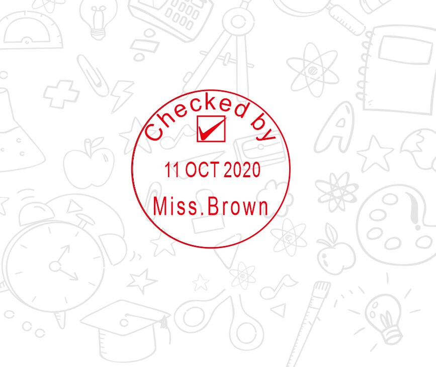Personalized teacher checked by stamp teacher stamp date Etsy