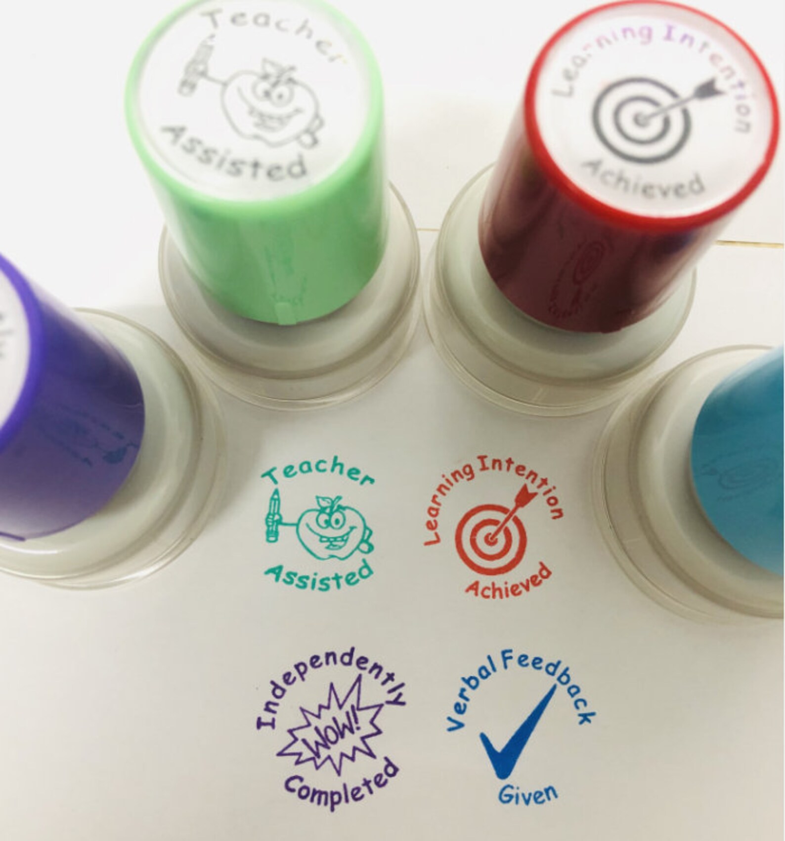 4pcs/set Teacher Stamp Set Teacher Assisted/learning Intention Etsy