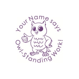 Personalized Teacher Stamp, custom teacher pre-inking Stamps, Owl stamps, custom teacher stamps, owl-standing work stamps, teacher gift.