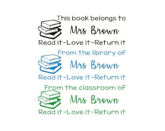 Personalized Library Stamps, teacher library stamp, from the library of stamp, This book belongs to stamp, from the classroom stamps
