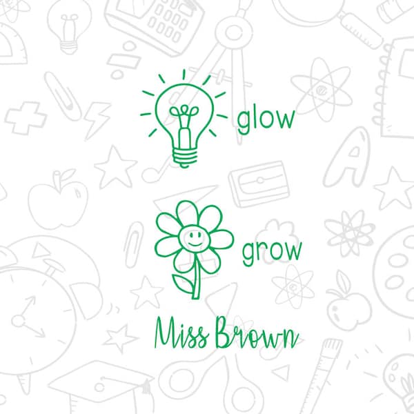 Personalized Teacher Stamps, custom teacher self inking stamp, grow and glow stamp, grow stamps, glow stamps, back to school stamps