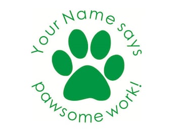 Personalized Teacher Stamps, custom teacher self Inking Stamp, Pawsome Stamps, Paw Stamps , teacher gift