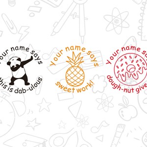 Personalized 3pcs/packs Teacher Stamp, custom teacher  stamps, refill inked stamp, teacher Xmas gift, pineapple stamp, dab-ulous stamp