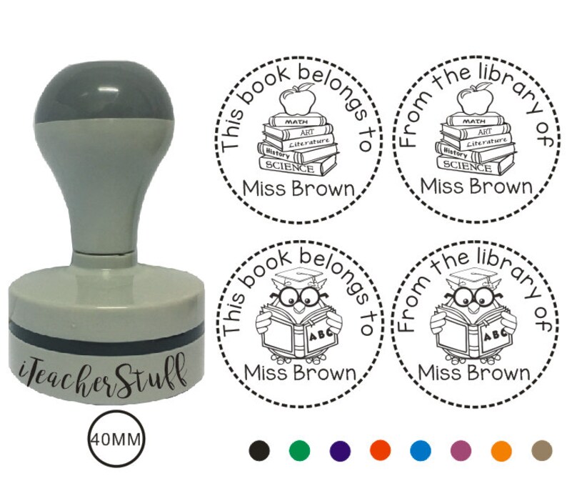 38MM Personalized Library Stamps teacher library stamp from Etsy