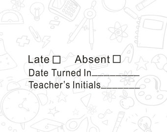 Sello de maestro personalizado, sello de entrada manuscrita de profesor personalizado, sello de lista de verificación tardía del estudiante, sello de maestro rellenable