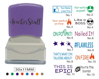 Personalized Teacher Stamp, Self Inking Stamp, Custom Teacher Stamp,teacher gifts stamp,wish star stamp, like a boss, facebook likes this