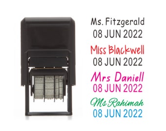 personalized name stamps signature stamps teacher stamps date stamp name stamps teacher gift, name and date stamps