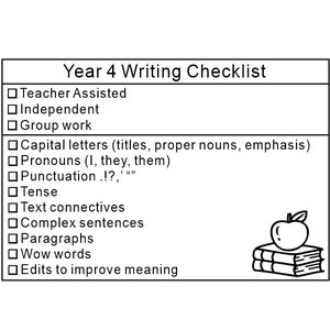 Personalized Teacher Checklist Stamp, Year 4 Writing Checklist stamps, Teacher writing checklist stamp, checklist stamp for teacher
