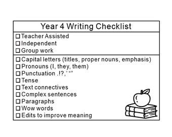 Personalized Teacher Checklist Stamp, Year 4 Writing Checklist stamps, Teacher writing checklist stamp, checklist stamp for teacher