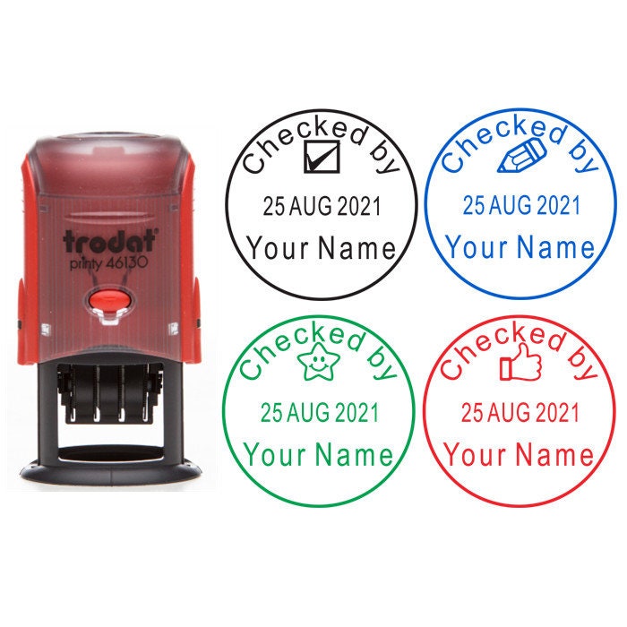 Personalized Teacher Checked by Stamp Teacher Stamp Date Etsy UK