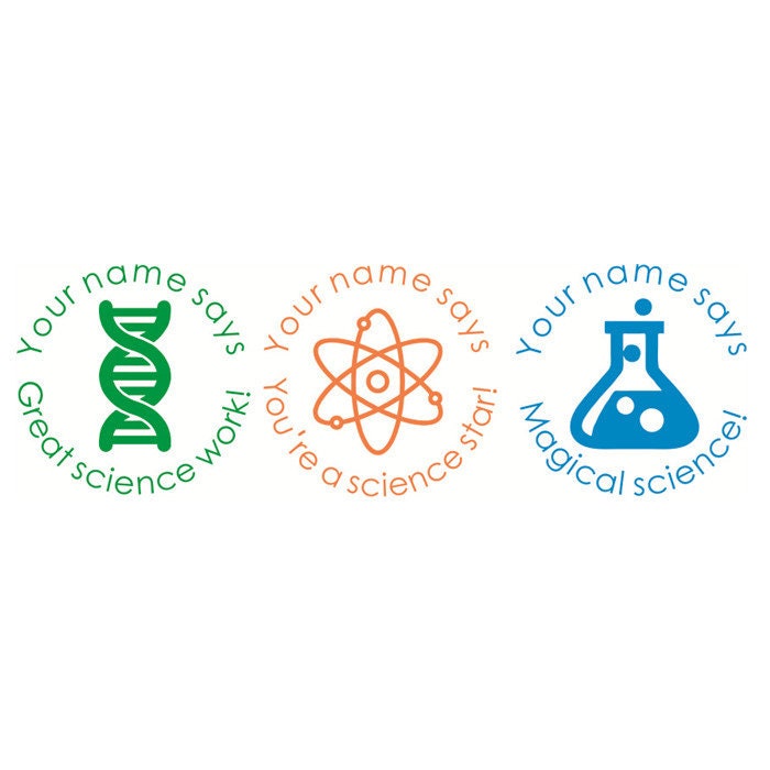 3pcs/pack Personalized Teacher Stamp, teacher science stamp, custom teacher science stamp, gift for teacher, pre-inked teacher stamps