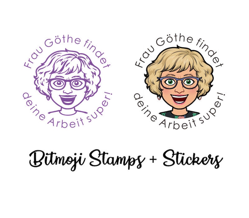 Personalisierung Bitmoji Stempel, Emoji Stempel, Lehrer Bitmoji Stempel, Pre-inked Stempel, Lehrer Nachfüllstempel. individuelle Bitmoji Stempel, Fotostempel Bild 2