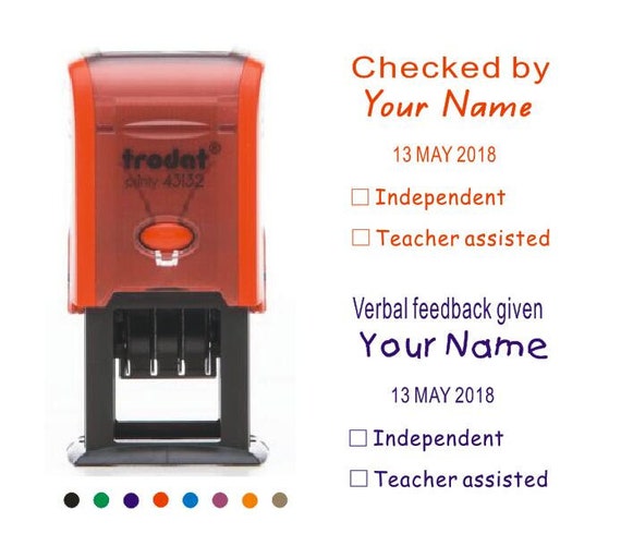 personalized name and date stamp custom checked by teacher etsy