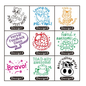 Personalisierte Lehrer Pre-inked Stempel Bundle Stempel Feedback gegeben TURTLE-Y AWESOME Dies ist tigger-ific Arbeit Purr-fect Arbeitsstempel
