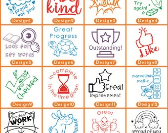 Personalized Teacher Stamps, custom teacher pre-inked Stamp, so proud of you, great Improvement, Outstanding, Great Progress, Checked stamps