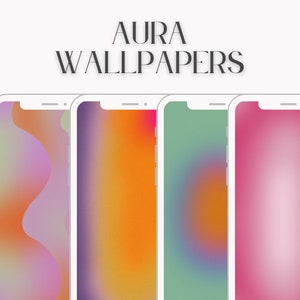 May include: Four phone mockups displaying different gradient backgrounds. The backgrounds are a combination of pink, purple, orange, green, and blue.
