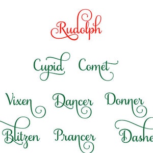 Reindeer Names SVG File - Samantha Font