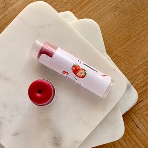 Strawberry Tinted Lip Shimmer - Natural Lip Balm - Tinted Lip Balm - Lipstick Alternative - Lip Tint