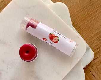 Strawberry Tinted Lip Shimmer - Natural Lip Balm - Tinted Lip Balm - Lipstick Alternative - Lip Tint