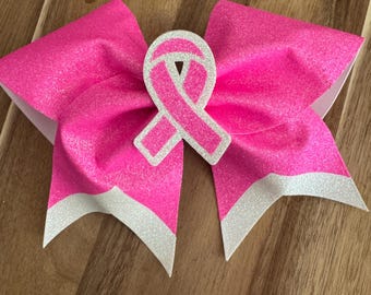 Lazos de porristas - Lazos de porristas con brillantina - Lazos de porristas para el cáncer de mama - Lazos de porristas personalizados - Lazos de octubre - Lazos de porristas para el cáncer