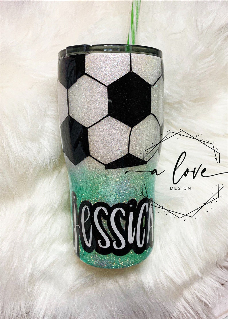 Soccer tumbler Soccer ball tumbler glitter tumbler soccer Etsy