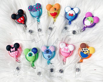 Portatarjetas de identificación con personajes, portatarjetas de identificación con purpurina, regalo para enfermeras