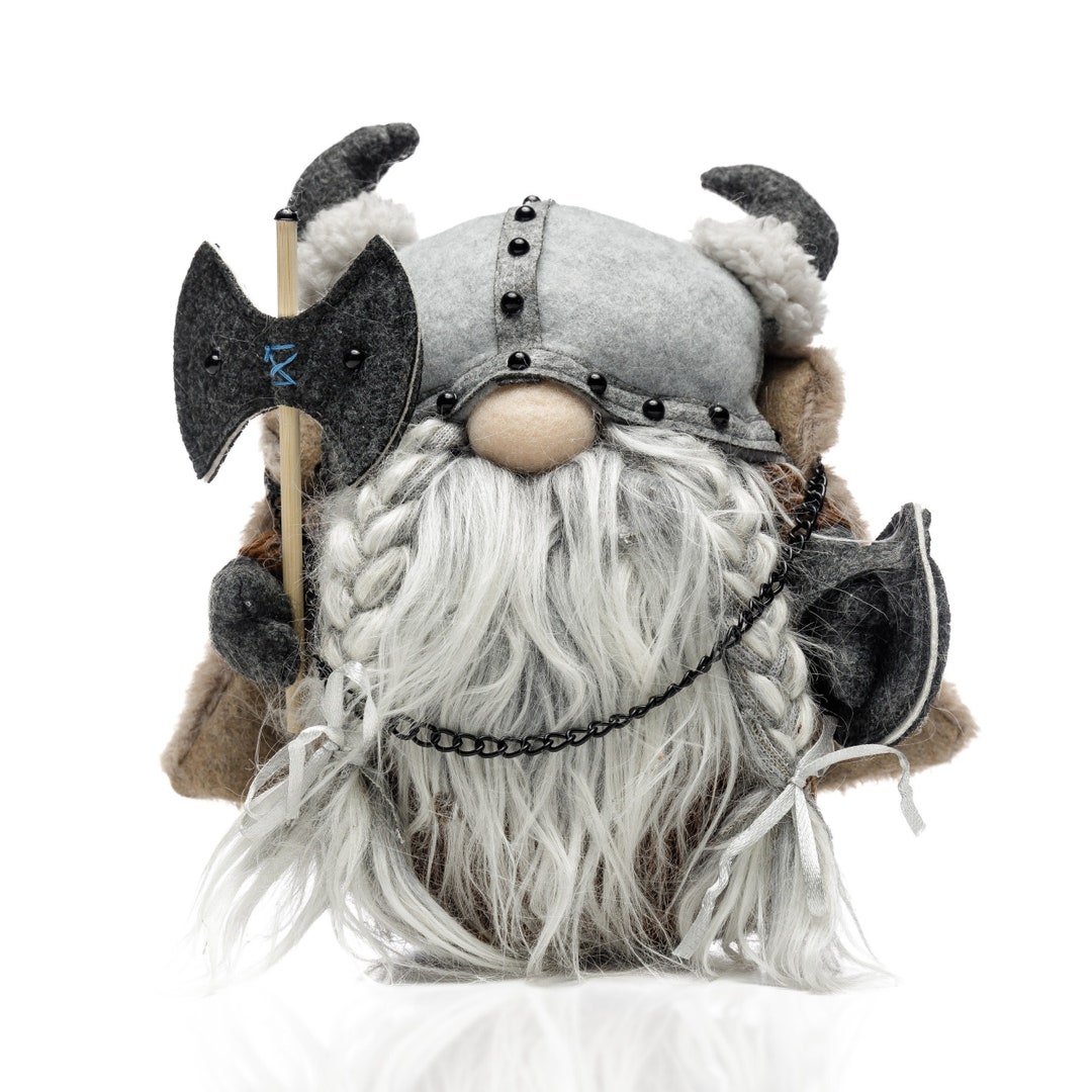 Madanar Viking Gnome Dwarf Plush Holding Axe & Shield Medieval - Etsy